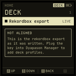 Deck profile screen on a key that was never prepared.